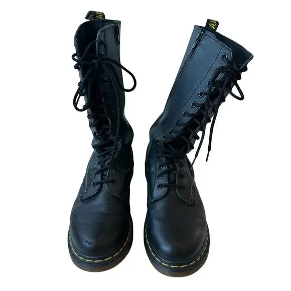 Dr. Martens Celeste Combat Boots Black Leather Angel Wings Women's Size 8 - Picture 5 of 11
